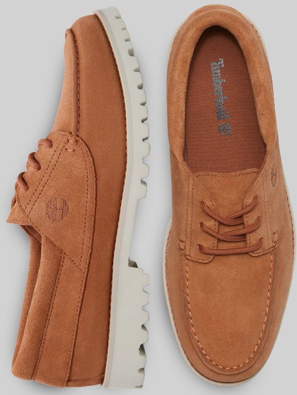 Timberland Authentics Men's Light Lace-Up Lug Bottom Leather Boat Shoes, Rust